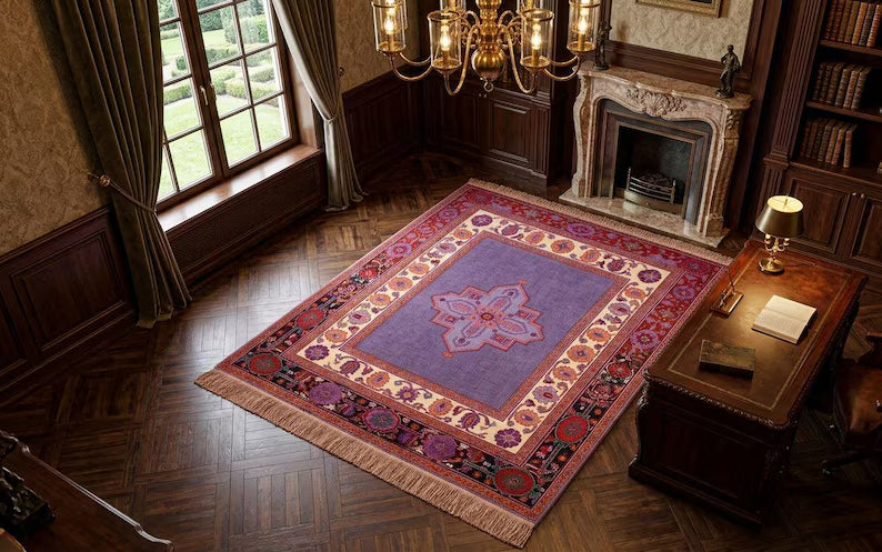 Handmade Tufted Rug, Boho Vintage Area Rug, Large Colorful Persian Style carpet, housewarming gift